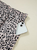 Leopard Print Cap Sleeve Top and Shorts Summer Set