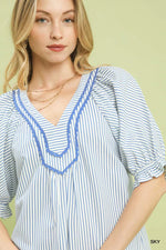 Umgee Stripe V-Neck Blouse