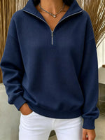 Full Size Waffle Knit Quarter-Zip Sweatshirt Plus Size