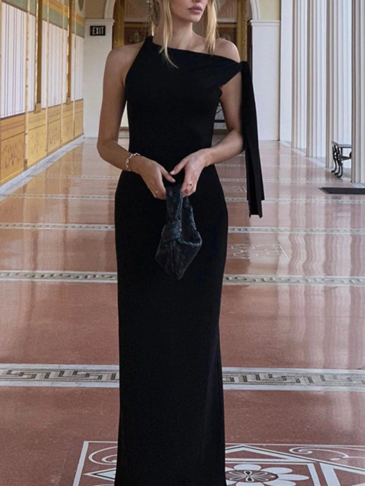 Asymmetrical Tied Sleeveless Maxi Dress - Ladyez
