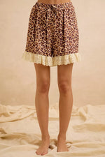 BiBi Leopard and Eyelet Lace Ruffled Top and Shorts Set