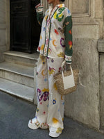Printed Button Down Shirt and Pants Set