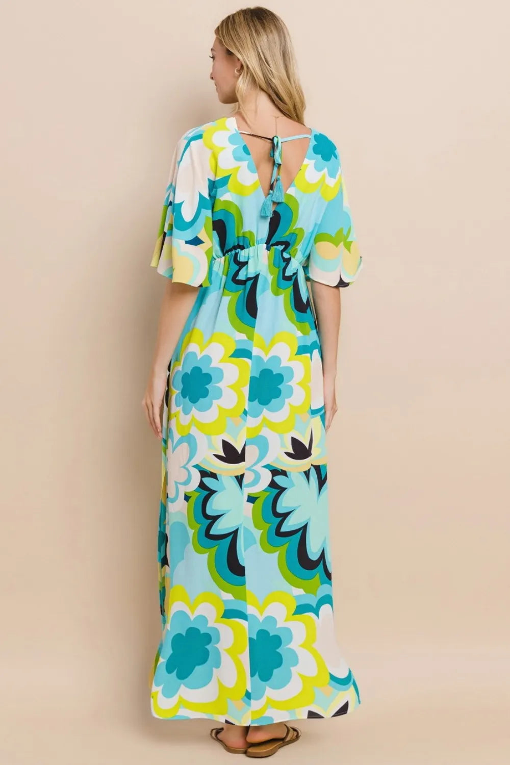 ODDI Floral Printed Slit Maxi Dress - Ladyez