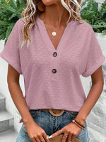 Notched Short Sleeve Top