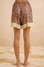 BiBi Leopard and Eyelet Lace Ruffled Top and Shorts Set