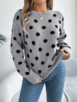 Polka Dot Round Neck Sweater