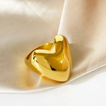 18K Gold-Plated Stainless Steel Heart Ring - Ladyez