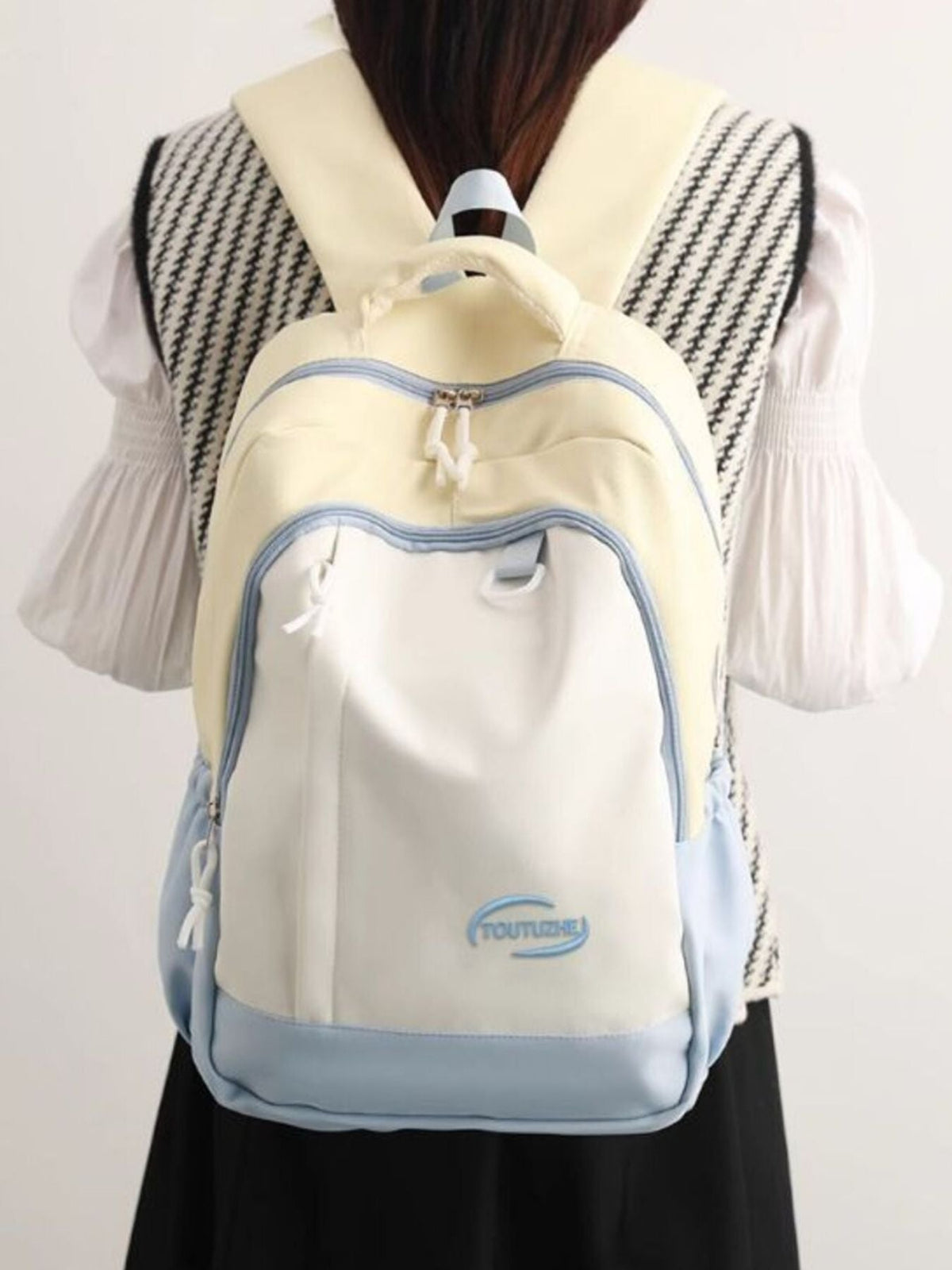 Color Block Lightweight Backpack Bag