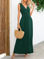 Surplice Neck Sleeveless Maxi Dress - Ladyez