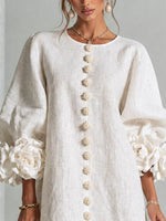 3D Floral 3/4 Sleeve Mini Dress
