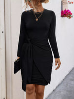 Round Neck Long Sleeve Bodycon Dress