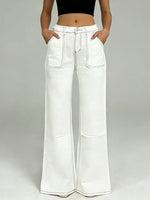 Wide Leg Contrast Stitching Jeans
