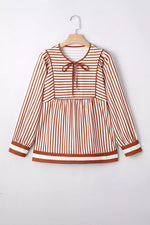 Stripe Babydoll Long Sleeve Blouse