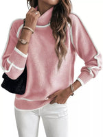 Full Size Turtleneck Contrast Trim Sweater Plus Size