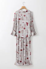 Printed Long Sleeve Top and Pants Lounge Set - Ladyez