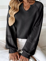 Notched Raglan Sleeve Sweatshirt