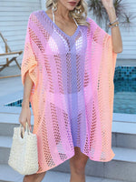 Rainbow Gradient Crochet Beach Cover Up - Ladyez