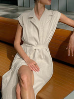 Tie Waist Cap Sleeve Maxi Dress - Ladyez