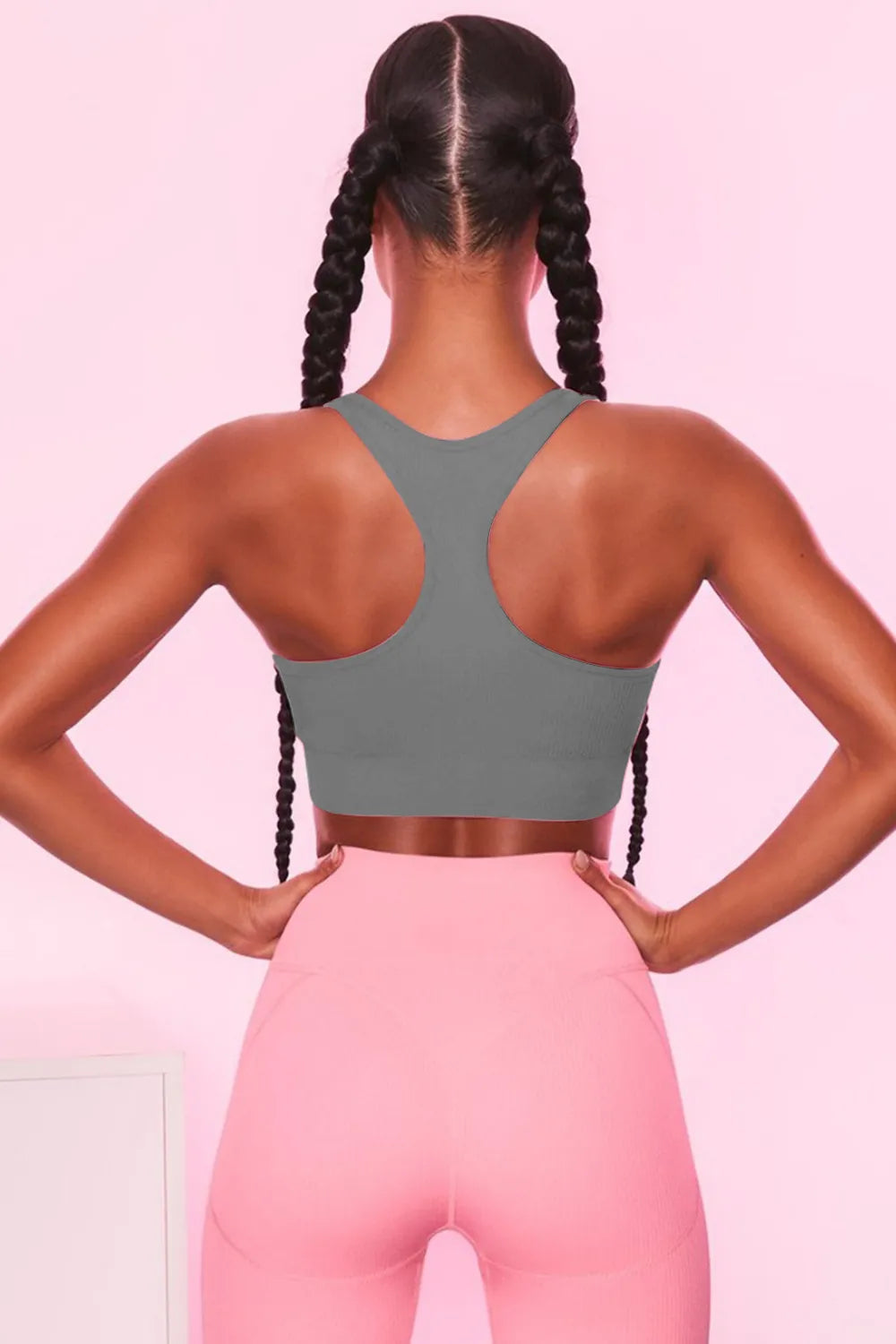 Scoop Neck Wide Strap Active Bra - Ladyez