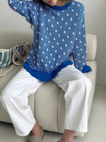 Contrast Round Neck Long Sleeve Sweater