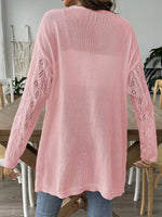 Openwork Open Front Knit Cardigan