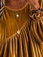 Full Size Velvet Round Neck Long Sleeve Blouse Plus Size