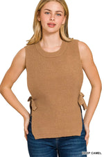 Zenana Side Tie Sweater Vest
