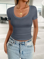 Devine Scoop Neck Short Sleeve T-Shirt - Ladyez