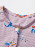 Children's Cartoon Print Button Front Casual Dress