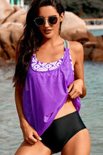 Scoop Neck Wide Strap Tankini Set - Ladyez