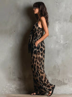 Leopard Front Tie Detail Wide-Leg Jumpsuit