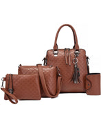 4-Piece PU Leather Bag Set with Tassel Detail - Ladyez