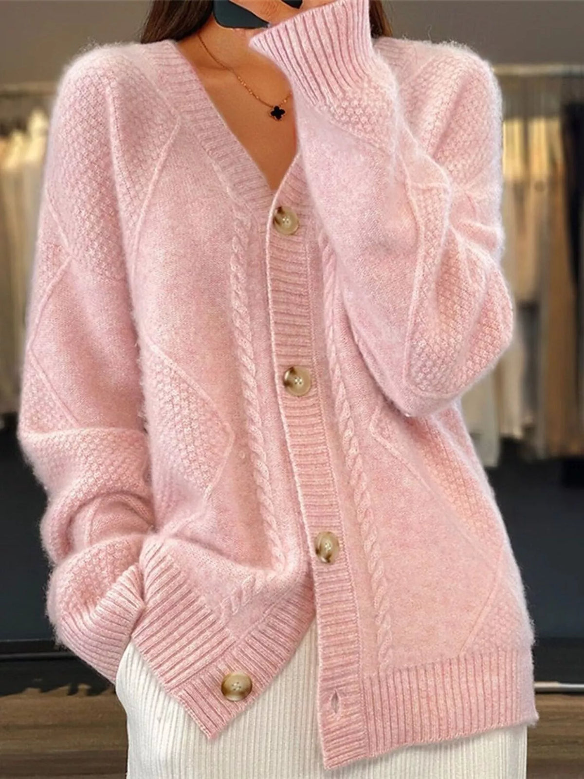 Full Size Textured Knit Button-Down Cardigan Plus Size