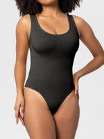 Scoop Neck Wide Strap Shaping Bodysuit - Ladyez
