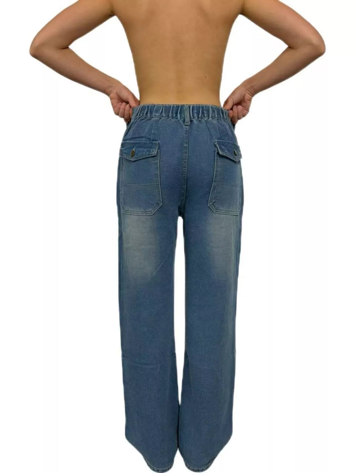Wide Leg Contrast Stitching Jeans