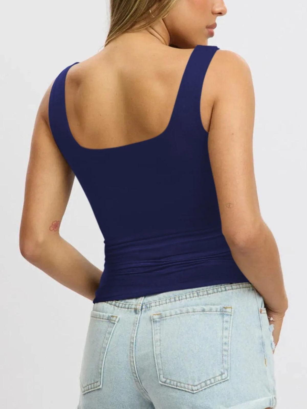 Square Neck Wide Strap Tank - Ladyez