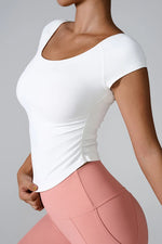 Round Neck Short Sleeve Active T-Shirt - Ladyez