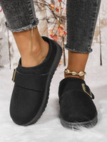 Cozy Buckle Suede Winter Slippers - Ladyez