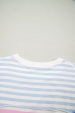 Casual Stripe Oversize Dolman Sleeve Patchwork T Shirt