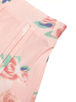 Round Neck Top and Floral Print Skirt Two-Piece Set