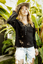 BiBi V Neck Sweater Top With Button Details