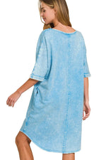 Zenana Acid-washed French Terry Tee Shirts Dress
