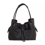 Chic Drawstring Bucket Handbag with Star Charm