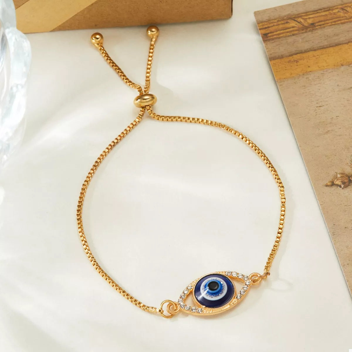 18K Gold-Plated Resin Evil Eye Adjustable Bracelet