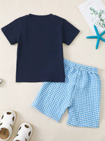 Children's Embroidered Round Neck Tee and ShortsSet
