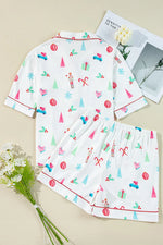 Printed Short Sleeve Top and Shorts Lounge Set - Ladyez