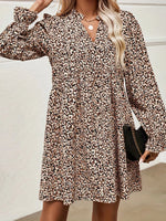 Notched Flounce Sleeve Mini Dress