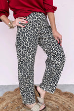 Leopard Print Barrel Jeans