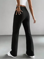 Ribbed Knit High Waist Flare Pants