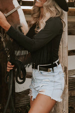 Fringed One-Shoulder Bodysuit - Ladyez